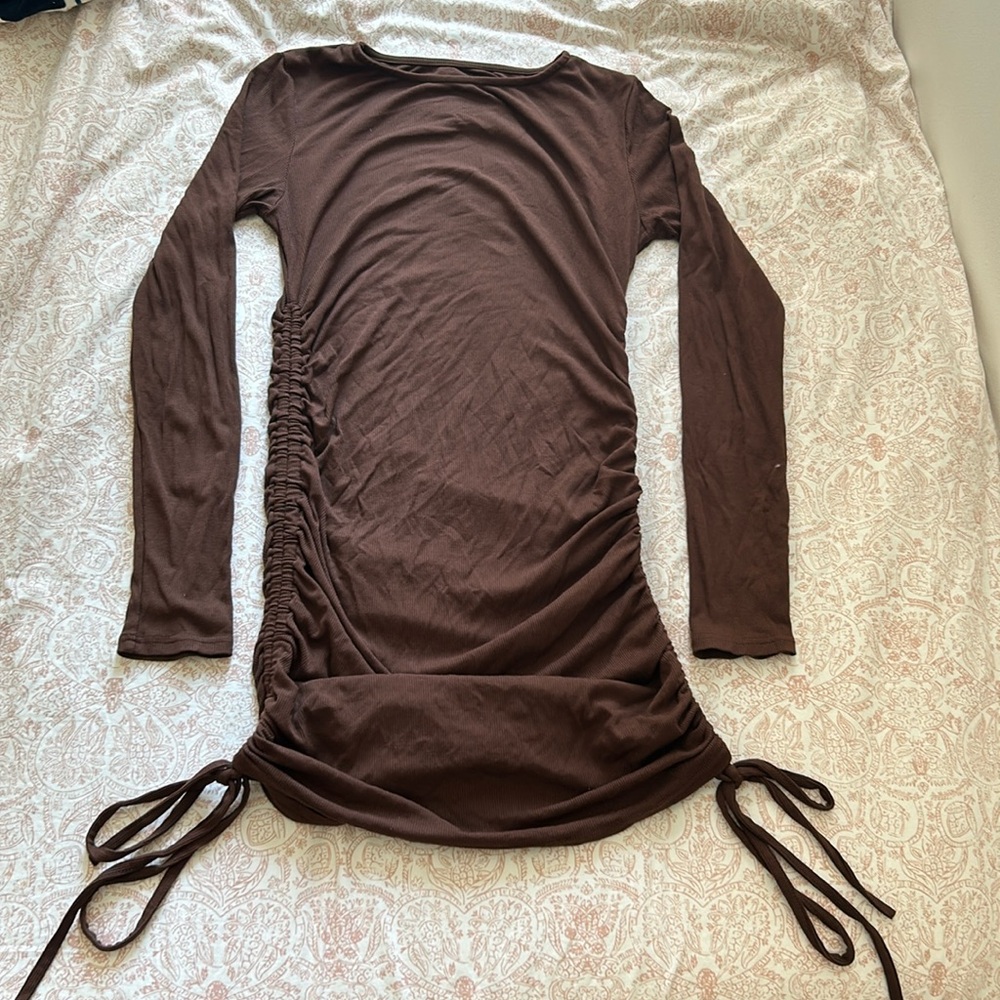 Brown bodycon mini dress
